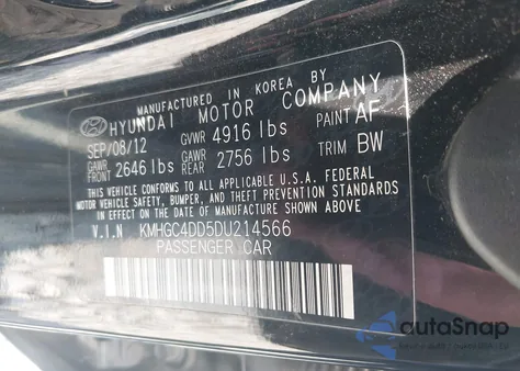 2013 Hyundai Genesis 3.8 z USA, uszkodzony, nr VIN KMHGC4DD5DU214566